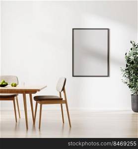 frame mock up in modern dinning room interior, 3d render