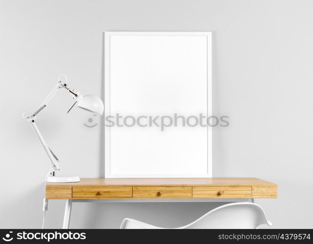 frame mock up table beside lamp