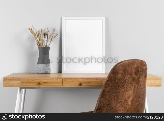 frame mock up table beside vase