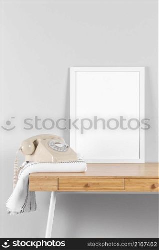 frame mock up table with telephone