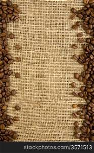 frame of coffee beans on a sacking
