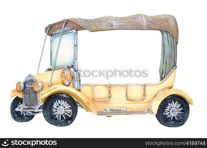 Frame of foto as toy car on white background