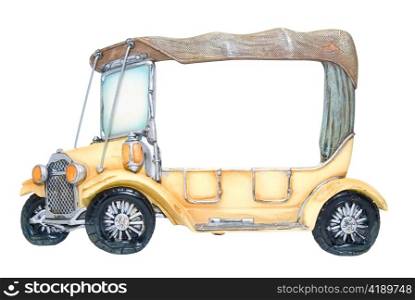 Frame of foto as toy car on white background