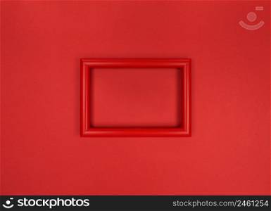 Frame on a wall, minimalistic red monochrome photo.. Frame on the wall, minimalistic red monochrome photo.
