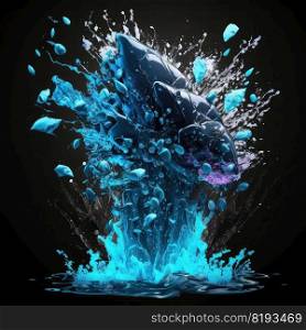 frame water splash vfx game ai generated. ocean mobile, rain design, blue drop frame water splash vfx game illustration. frame water splash vfx game ai generated
