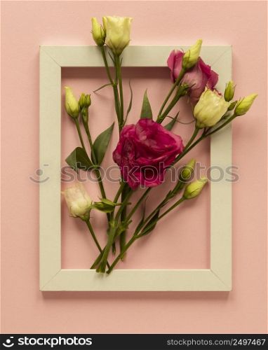 frame with beautiful roses women s day