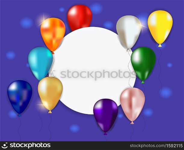 Frame with colorful balloons. Can be used to create birthday and Valentine&rsquo;s Day cards. To create banners, invitations and flyers. Place for text.