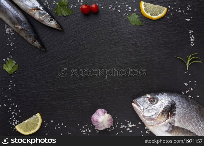 frame with fresh fish condiments. High resolution photo. frame with fresh fish condiments. High quality photo