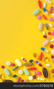 frame with many different colorful pills