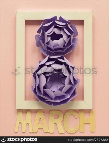 frame with paper flowers month women s day