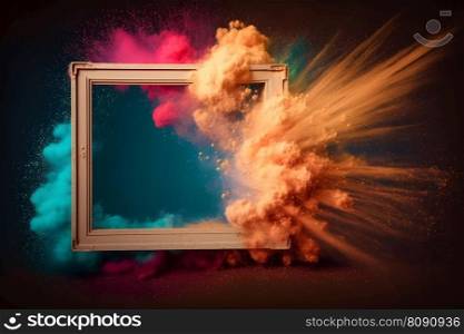 frame with rainbow paint splash. Neural network AI generated art. frame with rainbow paint splash. Neural network AI generated