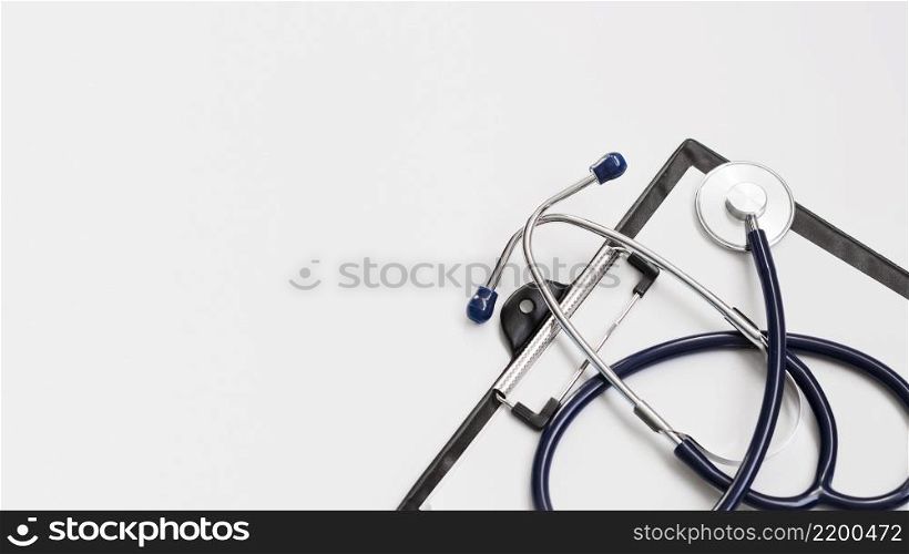frame with stethoscope copy space