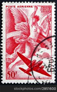 FRANCE - CIRCA 1946: a stamp printed in the France shows Iris and Plane, circa 1946