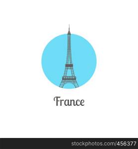 France landmark isolated round icon. Vector illustration. France tower landmark isolated round icon