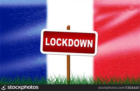 France lockdown preventing ncov epidemic or outbreak. Covid 19 French precaution to isolate disease infection - 3d Illustration
