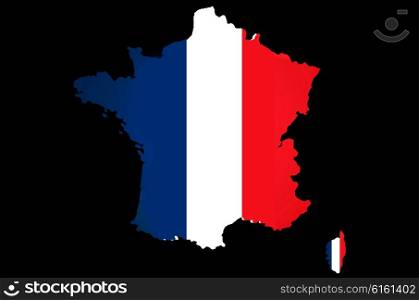 France map silhouette on black background. Euro cup symbol