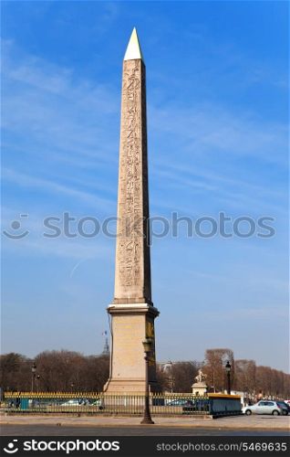 France. Paris. Egyptian column on Place de Concorde.