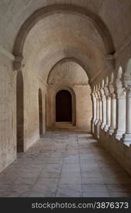 France, Provence. Senanque Abbey corridor detail. More than 800 years of history in this picture.