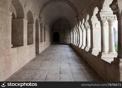 France, Provence. Senanque Abbey corridor detail. More than 800 years of history in this picture.