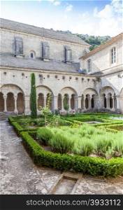 France, Provence. Senanque Abbey garden detail. More than 800 years of history in this picture.