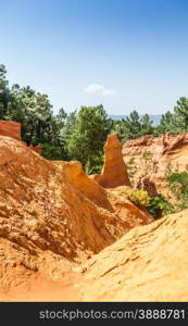 France - Roussillon, noted for its large ochre deposits found in the clay surrounding the village.