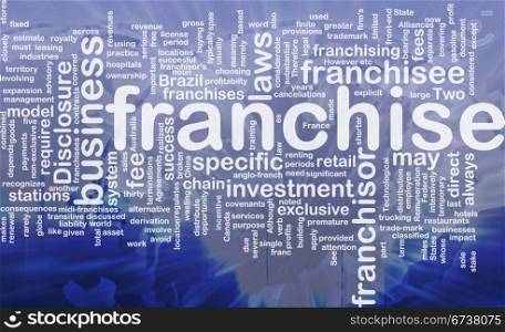 Franchise background concept. Background concept wordcloud illustration of franchise international