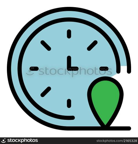 Franchise clock time icon. Outline franchise clock time vector icon color flat isolated. Franchise clock time icon color outline vector