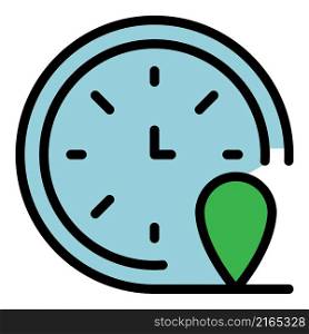 Franchise clock time icon. Outline franchise clock time vector icon color flat isolated. Franchise clock time icon color outline vector