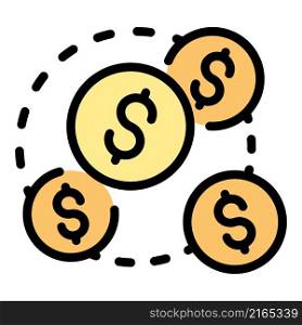 Franchise money receive icon. Outline franchise money receive vector icon color flat isolated. Franchise money receive icon color outline vector