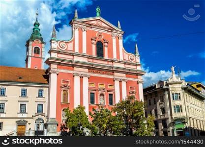 Franciscan Church in Ljubljana, Slovenia in a summer day