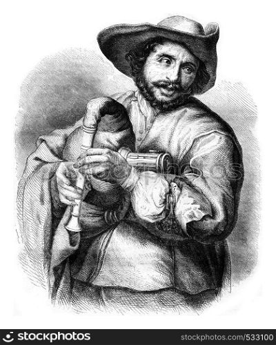 Francois Langlois, bookseller of the seventeenth century, vintage engraved illustration. Magasin Pittoresque 1852.