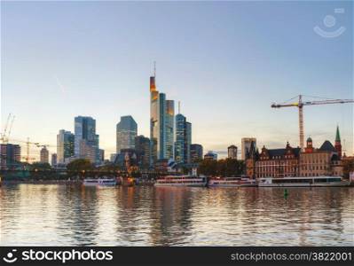 Frankfurt am Main cityscape in the evening