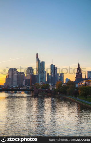 Frankfurt am Main cityscape in the evening