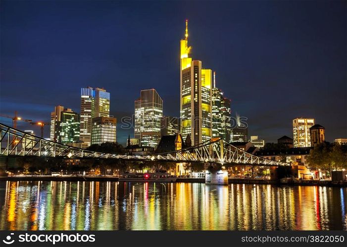 Frankfurt am Maine, Germany cityscape at night