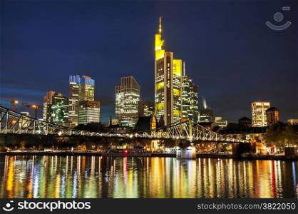 Frankfurt am Maine, Germany cityscape at night
