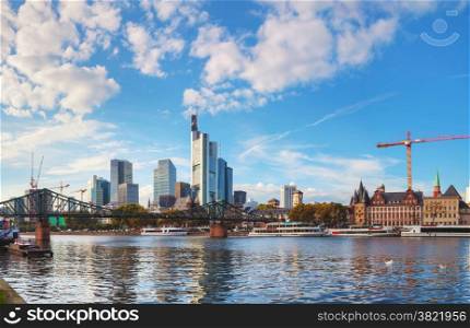 Frankfurt am Maine, Germany panoramic cityscape on a sunny day