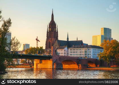 Frankfurt Cathedral in Frankfurt am Main at sunset