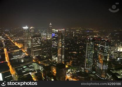 Frankfurt city skyline by night