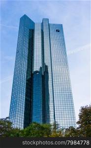 FRANKFURT, GERMANY - OKTOBER 23: Skyline with the 155 meter high twin towers Deutsche Bank I and II on Oktober 23, 2015 in Frankfurt