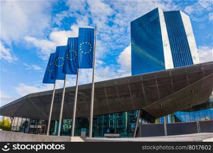 FRANKFURT, GERMANY - SEPTEMBER 19 2015 : New headquarters of European Central Bank