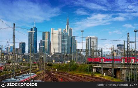 Frankfurt skyline from railway station Germany. Frankfurt skyline from railway station in Germany