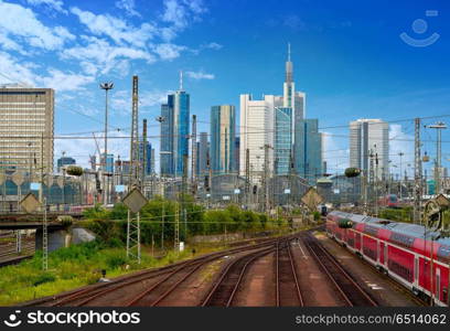 Frankfurt skyline from railway station in Germany. Frankfurt skyline from railway station Germany