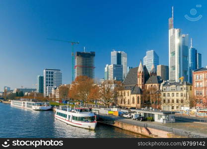 Frankfurt. View of the central part the city.. View of the city on a sunny morning. Frankfurt. Germany.
