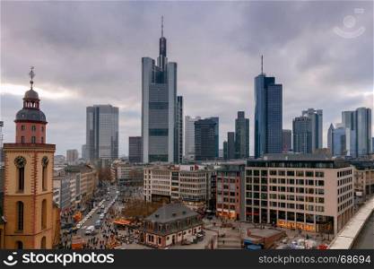 Frankfurt. View of the central part the city.. View of the city and the central square. Frankfurt. Germany.
