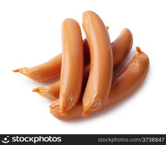 Frankfurters in packaging isolated on white background