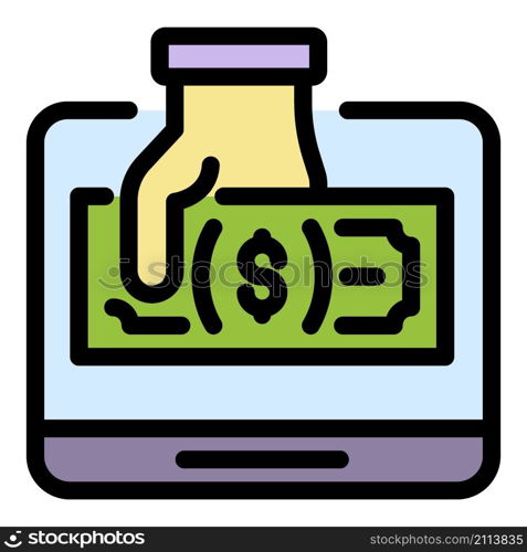 Fraud atm money icon. Outline fraud atm money vector icon color flat isolated. Fraud atm money icon color outline vector