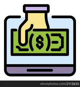 Fraud atm money icon. Outline fraud atm money vector icon color flat isolated. Fraud atm money icon color outline vector