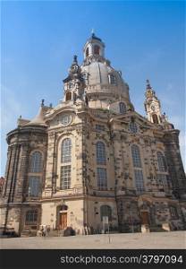 Frauenkirche Dresden. Dresdner Frauenkirche meaning Church of Our Lady in Dresden Germany