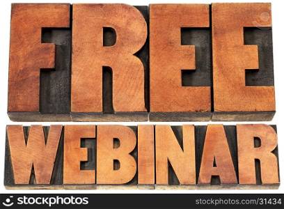 free webinar banner - internet communication concept - a word abstract in letterpress wood type printing blocks stained by red ink