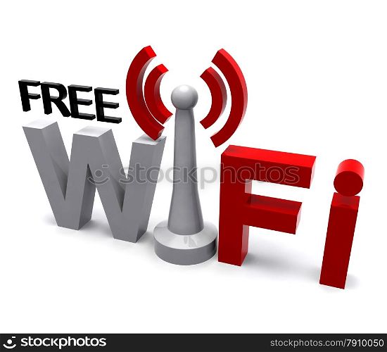 Free Wi-fi Internet Symbol Showing Access Coverage Connection